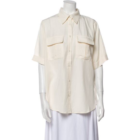 DISSH Amelia Short Sleeve Button-up Shirt Top - S Off White - Picture 2 of 6